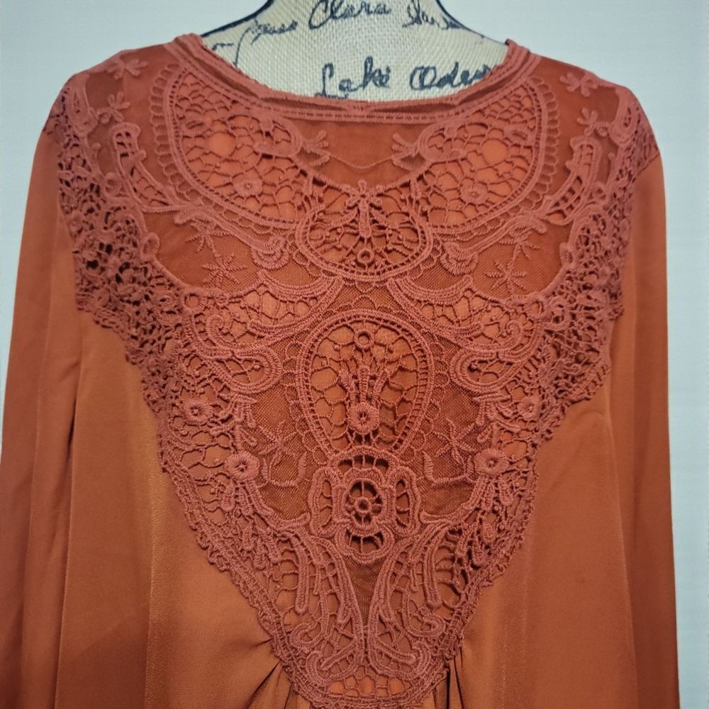 ODDY Terracotta Lace Blouse NWT SZ 3XL - Picture 2 of 7